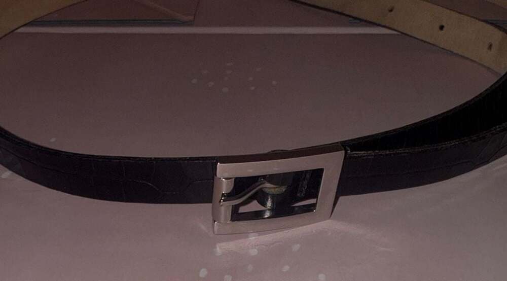 Banana Republic Black Croc-Embossed Italian Leather Belt Size L Made in England-